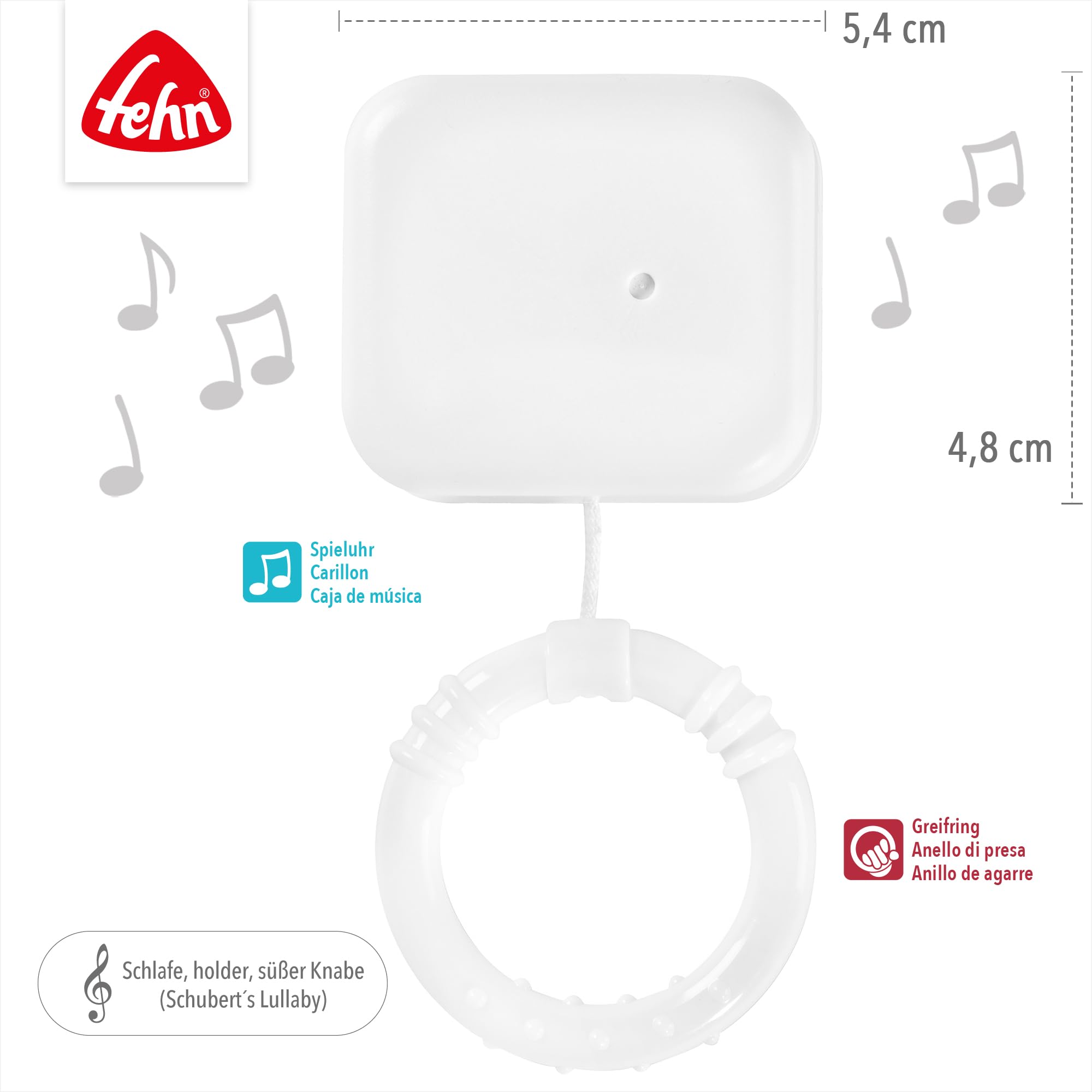 Fehn Spielwerk - Baby Einschlafhilfe Melodie "Schlafe süßer, holder Knabe" (Schuberts Wiegenlied) - Baby Musikspielzeug passend Standard Spieluhren - Musik Spielzeug für Babys und Kleinkinder
