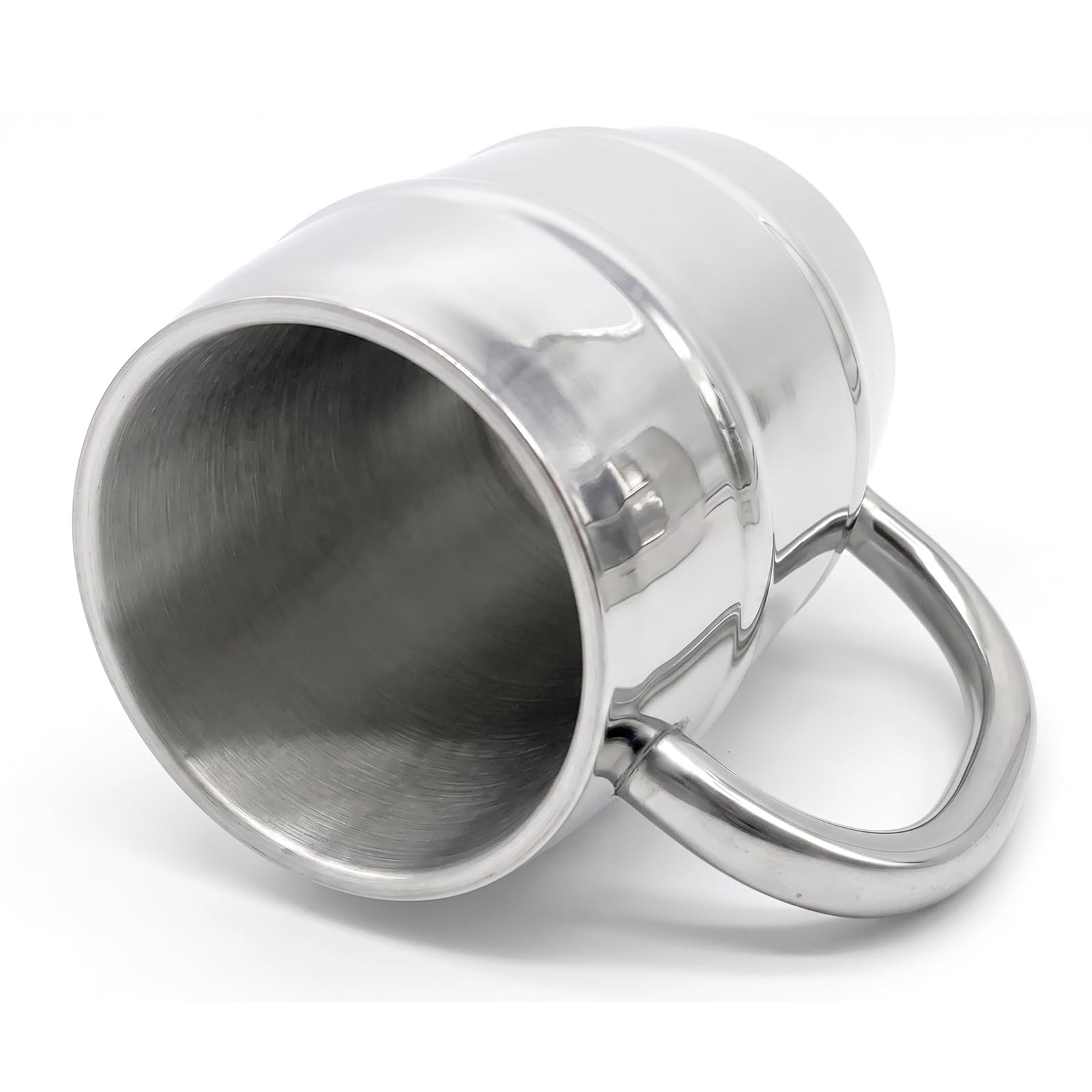 BORDEAG Lot de 2 gobelets isothermes en acier inoxydable - 500 ml - Double paroi - Avec poignée - Chope à bière en acier inoxydable - Pour le quotidien et les activités de plein air - Argenté