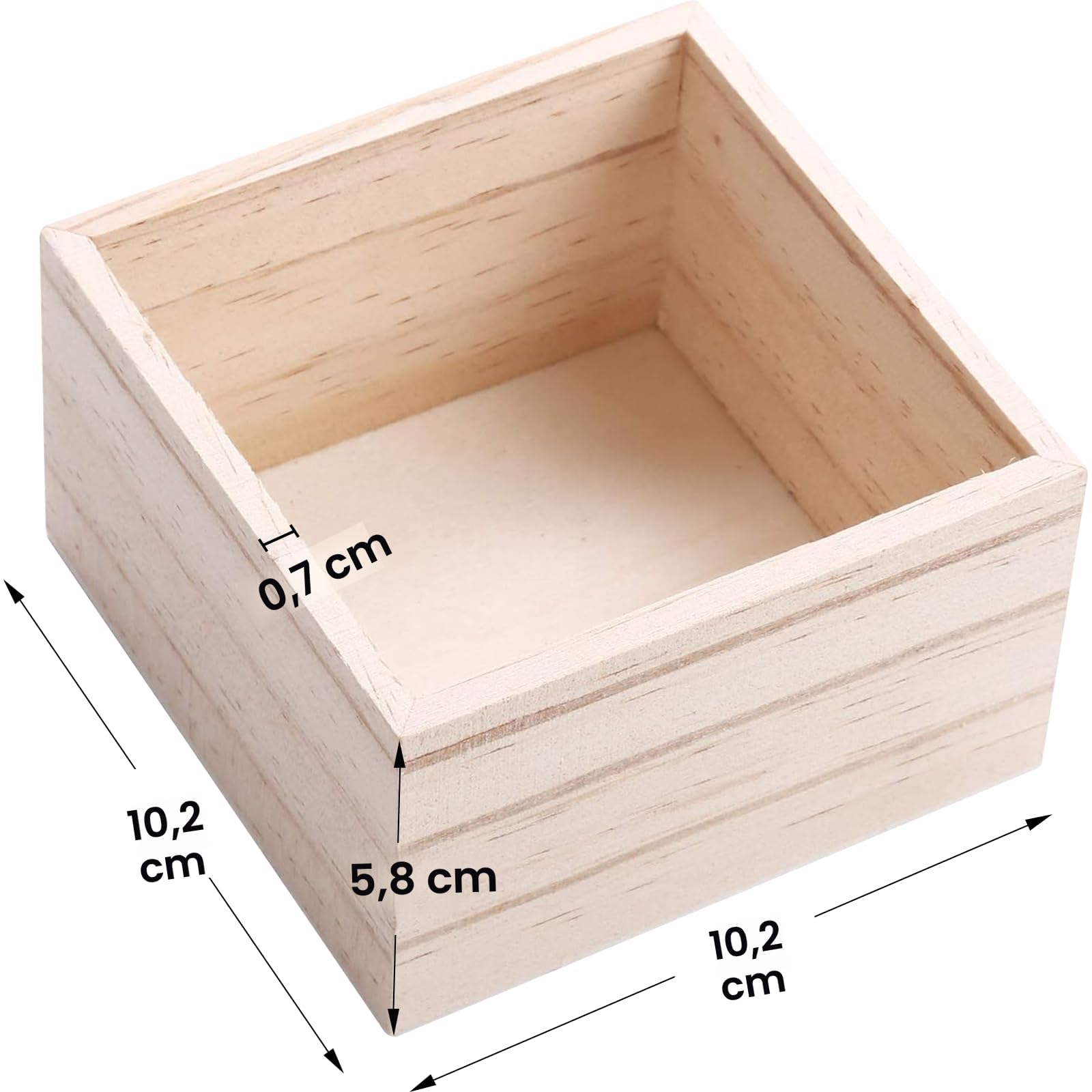 Boîte De Rangement Rectangulaire En Bois Vintage 24 X 13 X 7,2 Cm Avec Couvercle - Couleur Claire