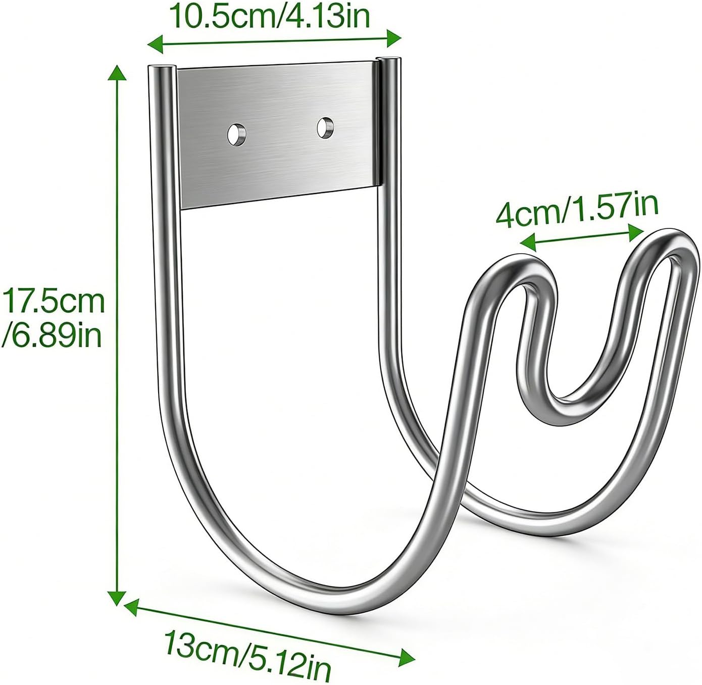 2 Pack 304 Stainless Steel Heavy Duty Hose Hanger Wall Mount - Rustproof Water Hose Holder for Outdoor Garden, Garage & RV, with 2 Cable Ties & Mounting Screws
