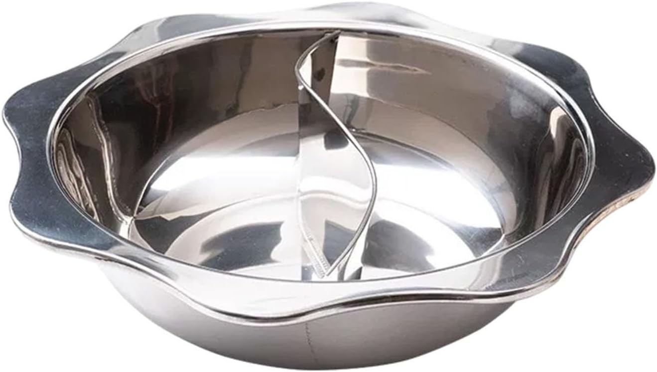 Stainless Steel Divided Hot Pot Cooking Utensil Mandarin Duck Pot Hotpot for Camping, S