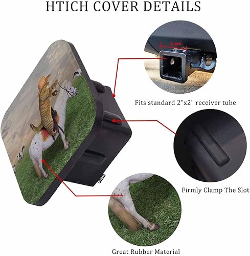 Miniatura 3 de Cubierta de enganche para gato, vaquero, 2 pulgadas de diámetro, divertidos vaqueros, gatos, caballos, pastas, vacas, cubierta de tubo de enganche