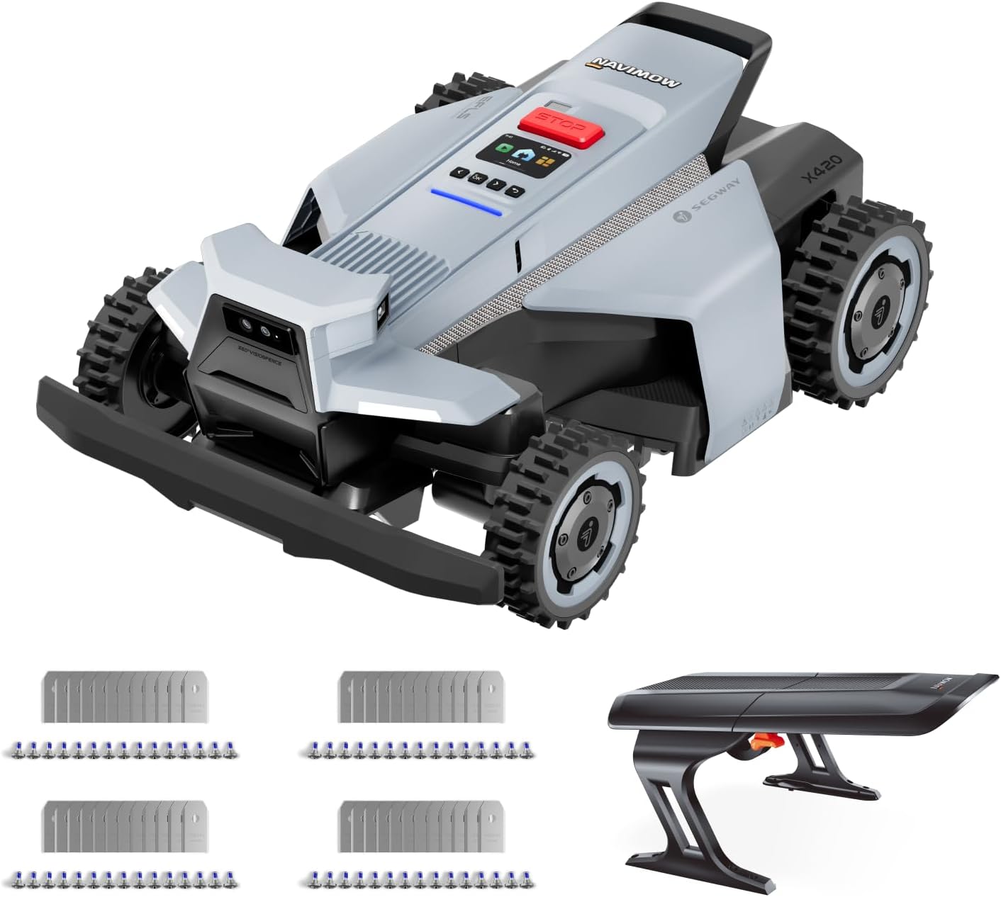 Segway Navimow X420 Maehroboter Profi-Klasse (mit Garage, RTK-Basisstation, Schnitthöhen-Verstellung, bis 4000 m²)