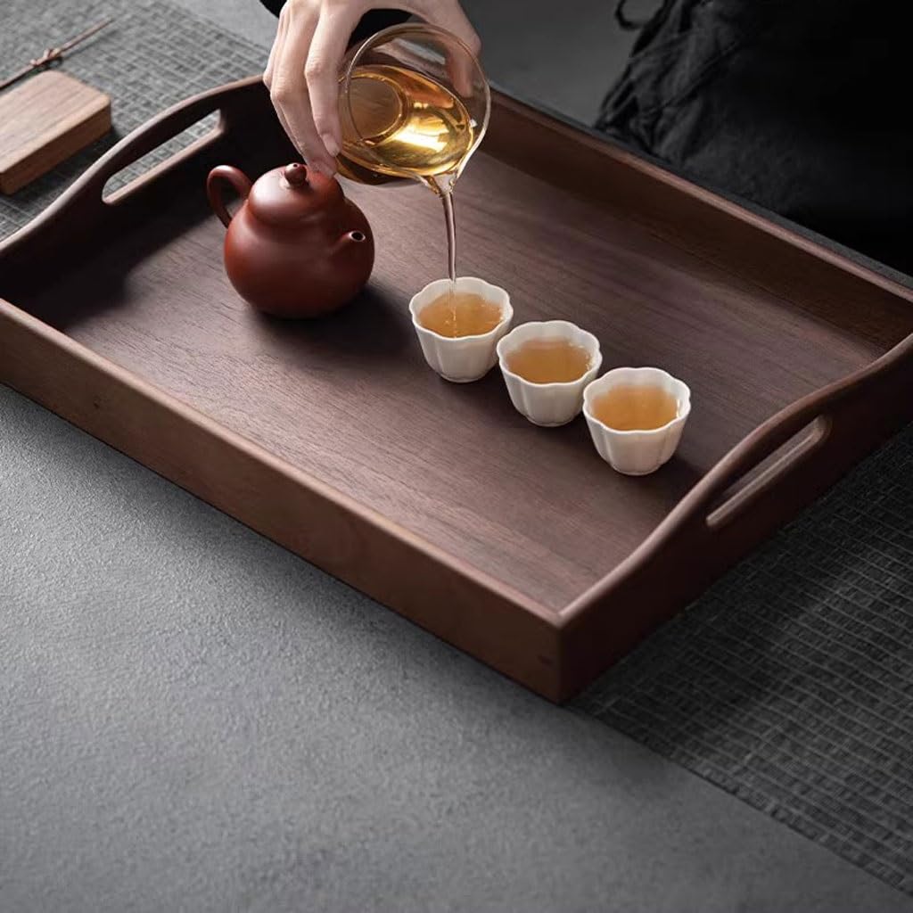 Plateau de Table Basse Plateau décoratif élégant Plateaux en Bois de Noyer Japonais pour Plateaux de Rangement Plateau de Service, Plateau de collation(A)