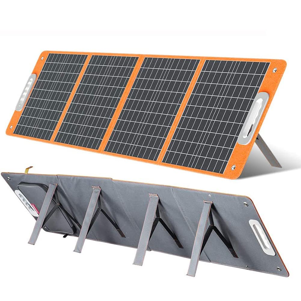 Kit de Panneau Solaire Portable, Valise de Chargeur Solaire étanche Pliable monocristallin, pour Voiture, Camping-Car, Bateau, Caravane, téléphones Portables, système Hors réseau