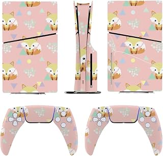 Sticker for 5 Slim Disc Skin Cute Fox on Pink Skin Controller Accessories Cover Skins Anime Vinyl Cover Sticker Full Set Only for 5 Slim Disc Edition