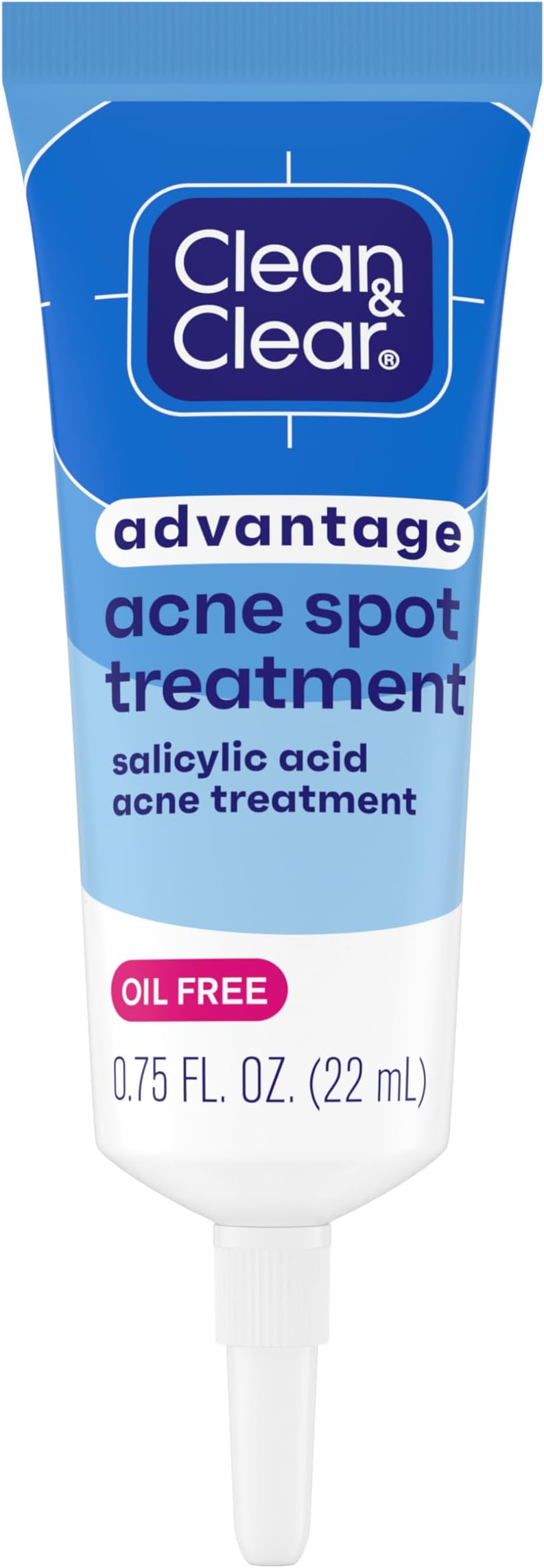 Clean and Clear Advantage Acne Spot Treatment Gel Cream with 2% Salicylic Acid & Witch Hazel, Acne Pimple Medication for Blemish & Blackhead Removal, Fragrance Free, 0.75 fl. oz