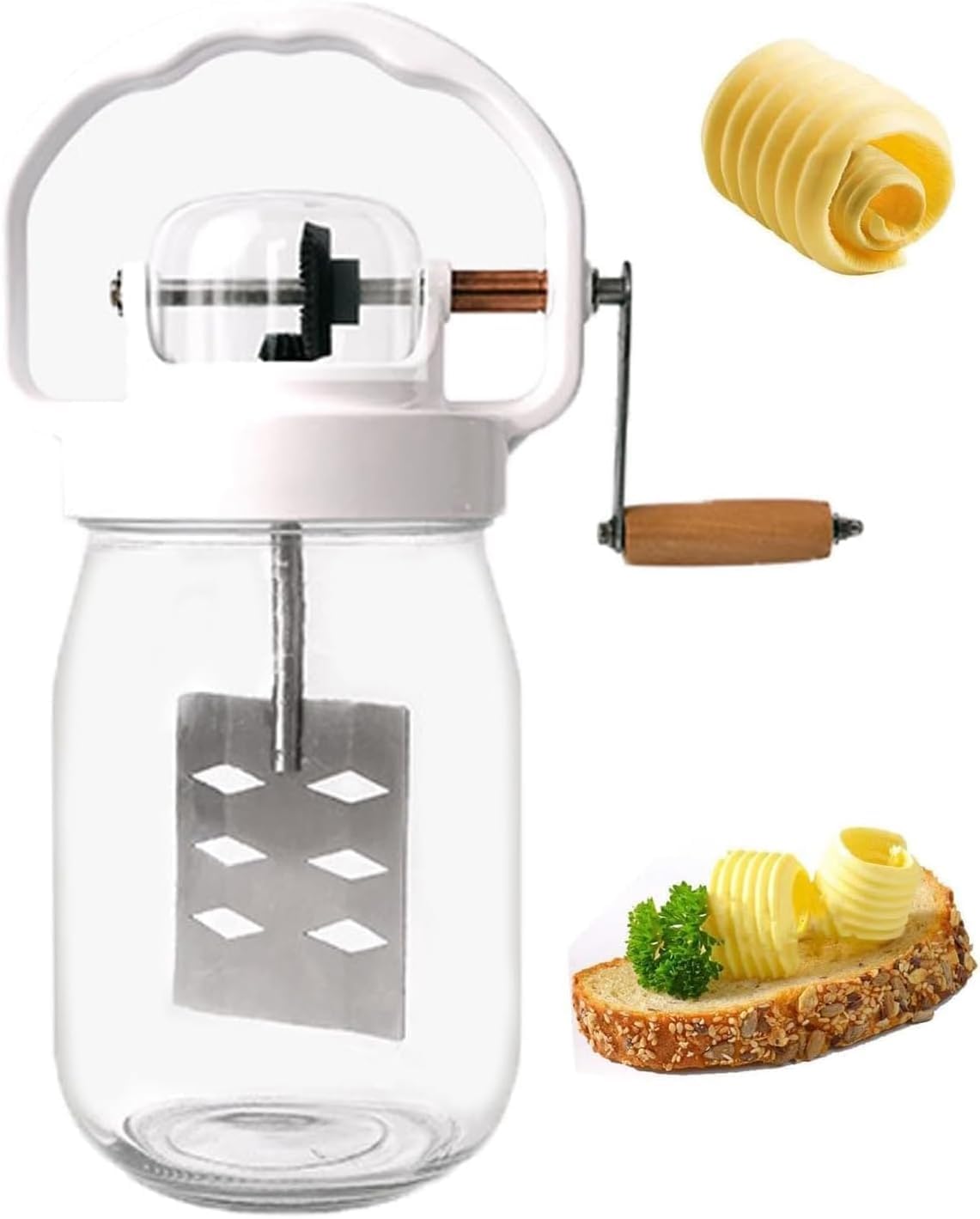 KJZQXYX Hand Crank Butter Maker,Butter Mixing Tool, Easy To Disassemble & Clean,for Home Baking & Kitchen