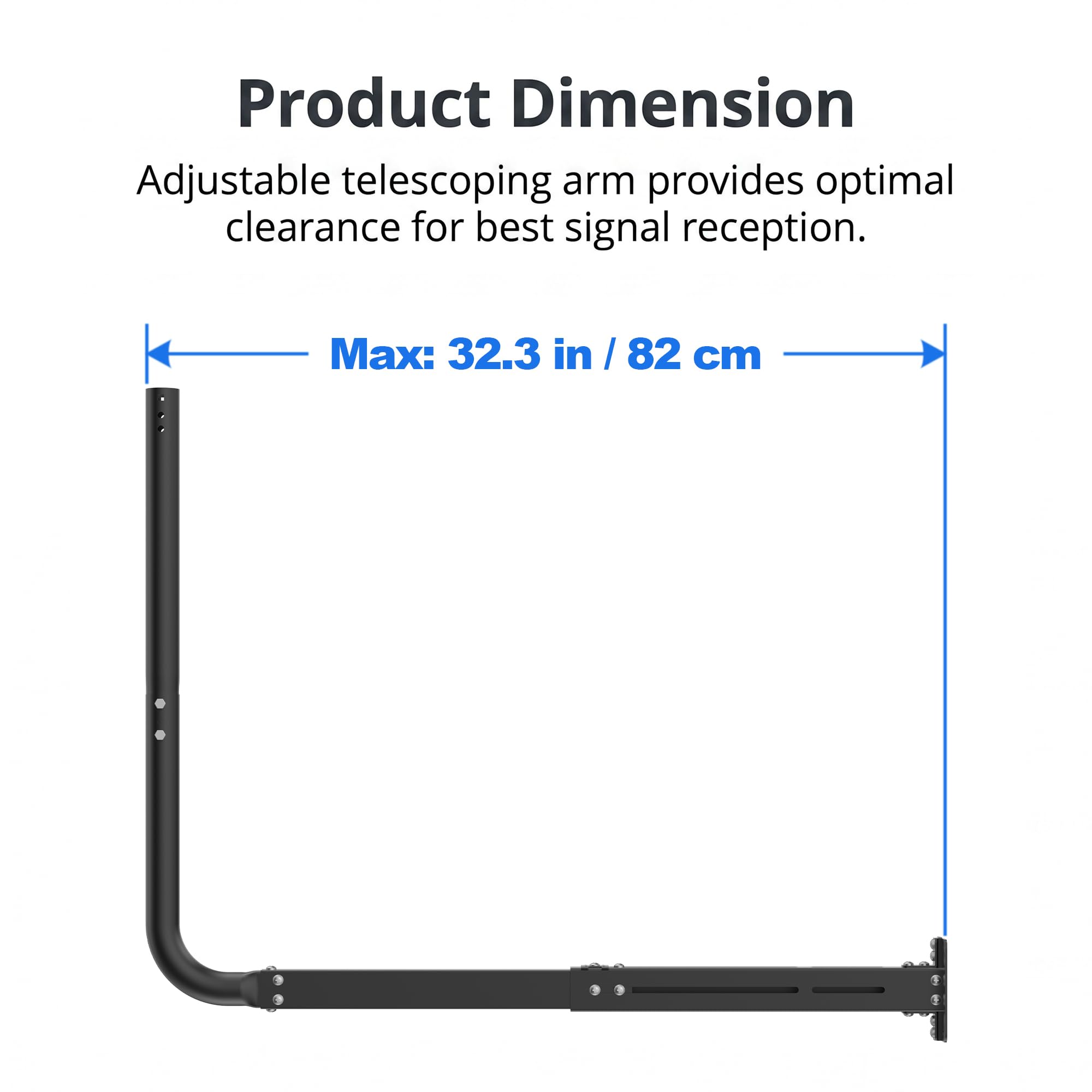 Support et mât d'antenne universel robuste - Support J-Pole pour antennes extérieures, Star-Link, stations météo, rallonges WiFi, 3,51 cm de diamètre