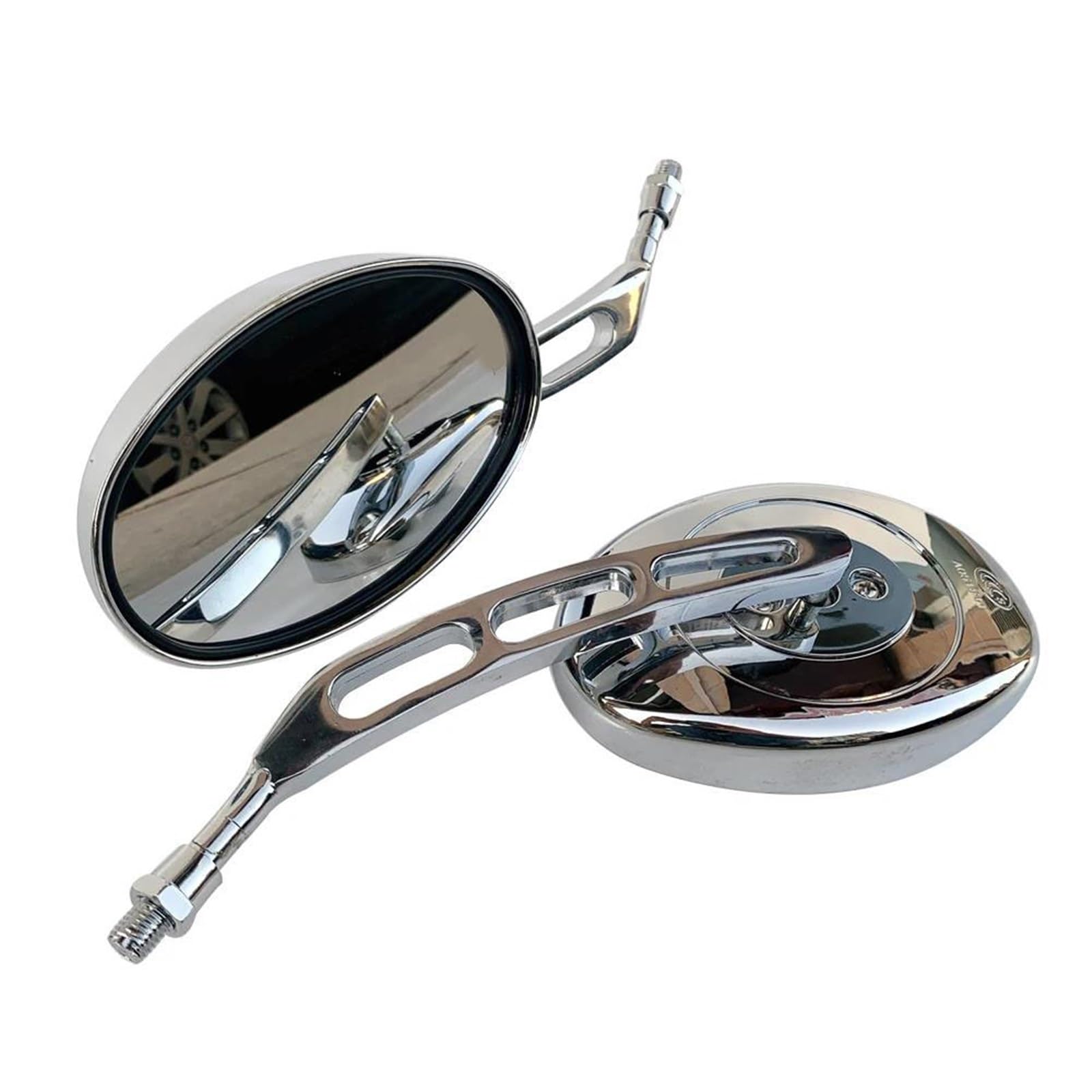 Rétroviseurs universels moto finitions chromées miroirs ovales