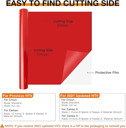 Miniatura 179 de Rollo de vinilo termotransferible, 12 in x 8 ft por rollo, para diseños en camisetas, fácil de cortar y despegar, para planchar y máquinas Cricut