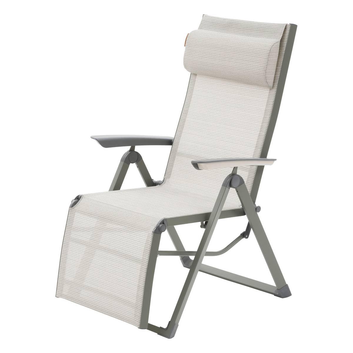 Hespéride - Fauteuil de Jardin inclinable Decima Vert Olive et Vert Laurier 8 Positions en Aluminium et texaline