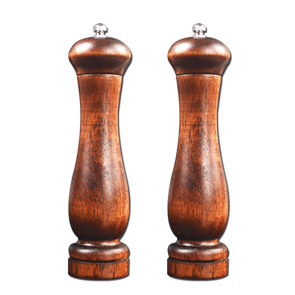Anjing 2 Pcs Manual Pepper Mill Shaker Retro Wooden Salt and Pepper Grinder Household 8 Inch Spice Mills Shakers