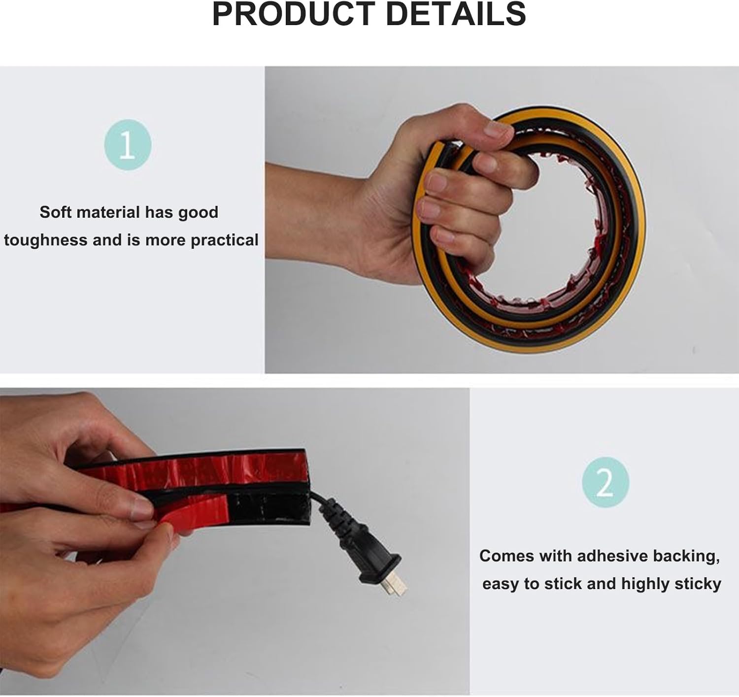 Cord Covers for Wires on Floor, Floor Cable Cover, Soft PVC Cord Protector Floor, Cord Protectors from Pets no Chew, for Home Offices Gym Restaurant