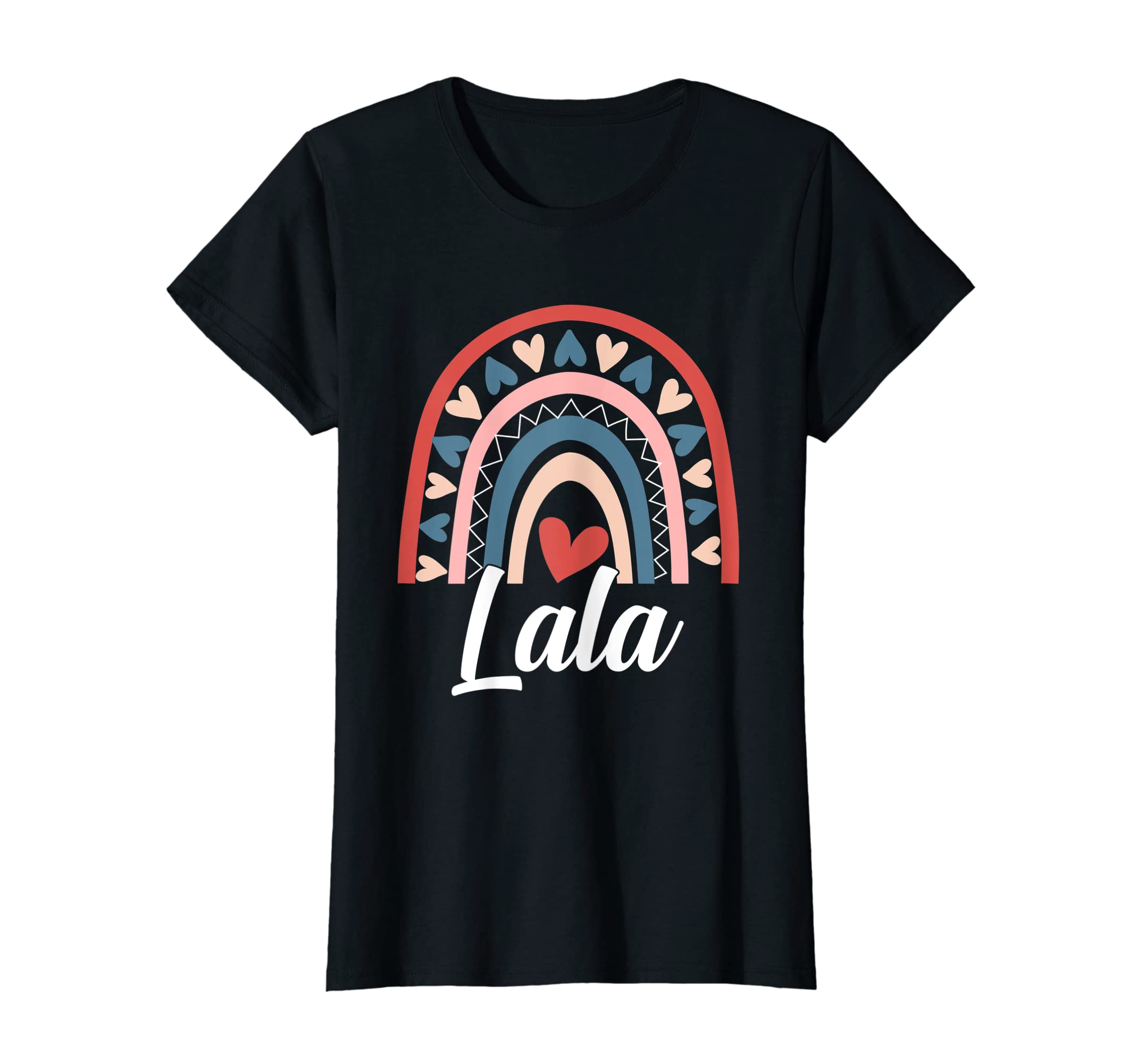 Retro Vintage Mother's Day Rainbow Matching FamilyWomens Vintage Mother's Day Retro Boho Lala Rainbow With Heart Love T-Shirt