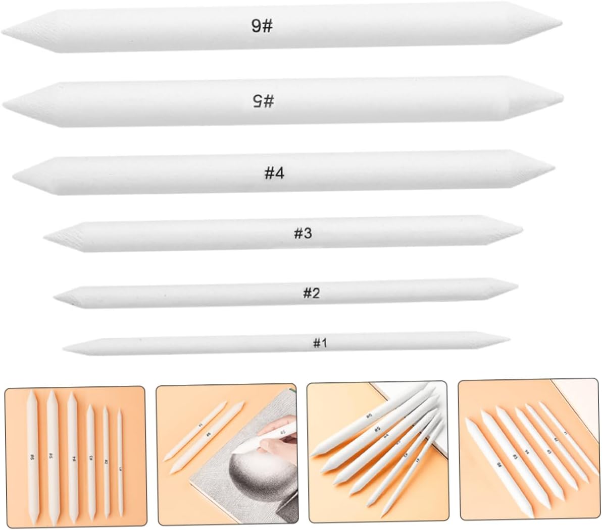 Complete 6pcs Sketching Eraser Smudge Stick Blending Stumps Whiteboard Erasers Beginner Pencils Erasable Pencils Highlight Chalk Blending Pen Drawing Tools
