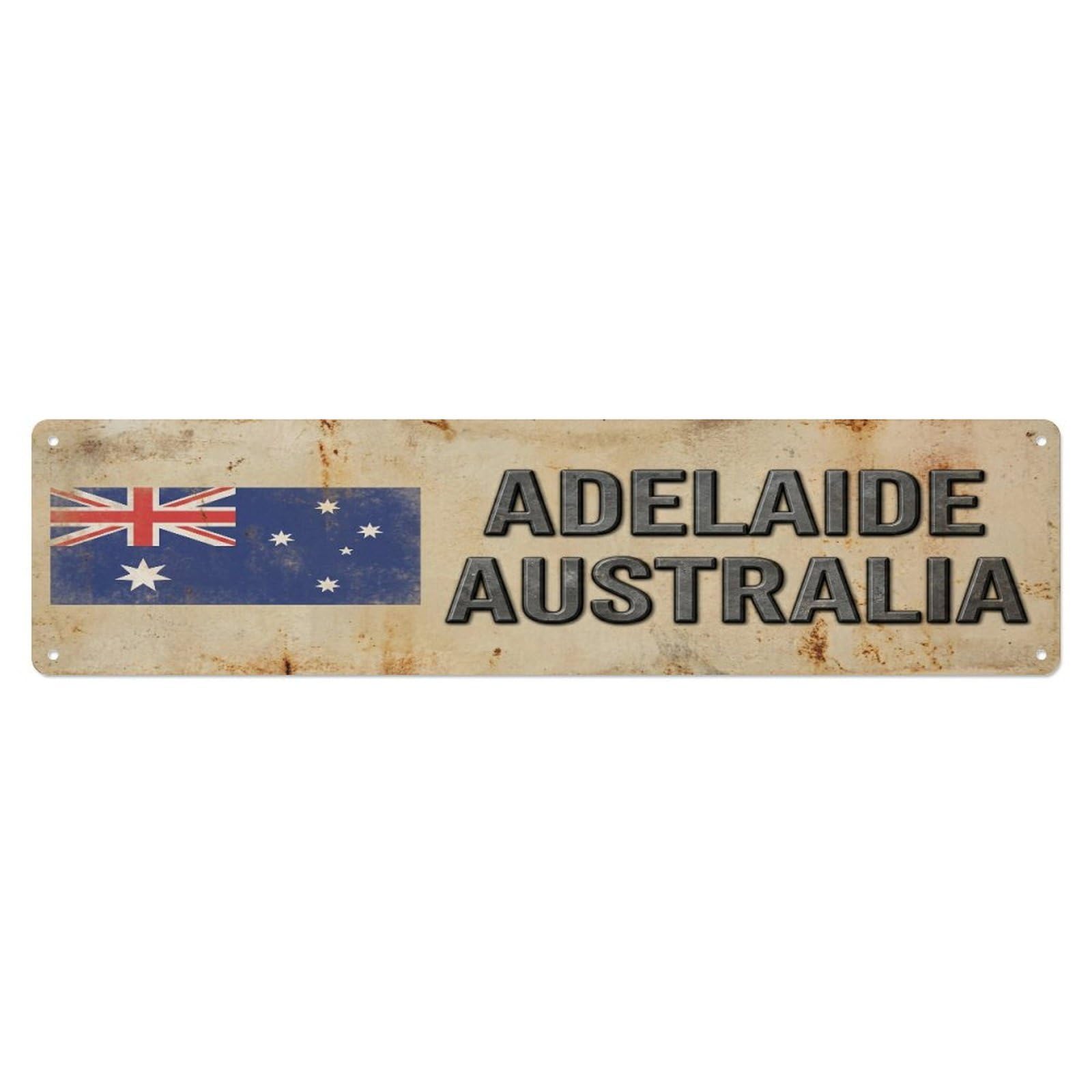 Okahys 4X16inch(10X40cm) Vintage Adelaide Australia Flag Decor Rustic Travel Metal Tin Sign