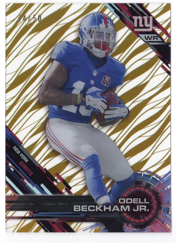 Odell Beckham Jr. 2015 Topps High Tek Football GOLD RAINBOW DIFFRACTOR Rare Insert Parallel Trading Card #34/50 (Only 50 Made)