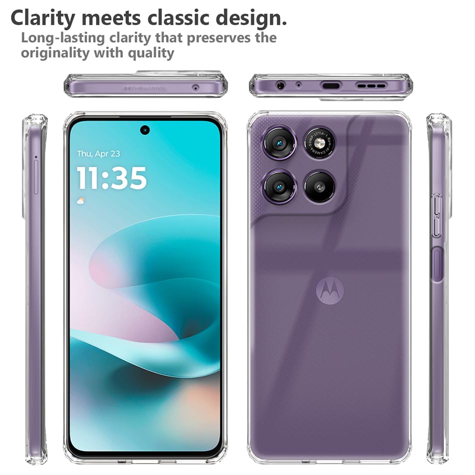 Image of Fashionury Crystal Clear Case for Motorola Moto G67 Power 5G / G57 Power 5G | Transparent TPU Silicone | Yellowing Resistance | Raised Camera Lips | Slim Transparent Cover