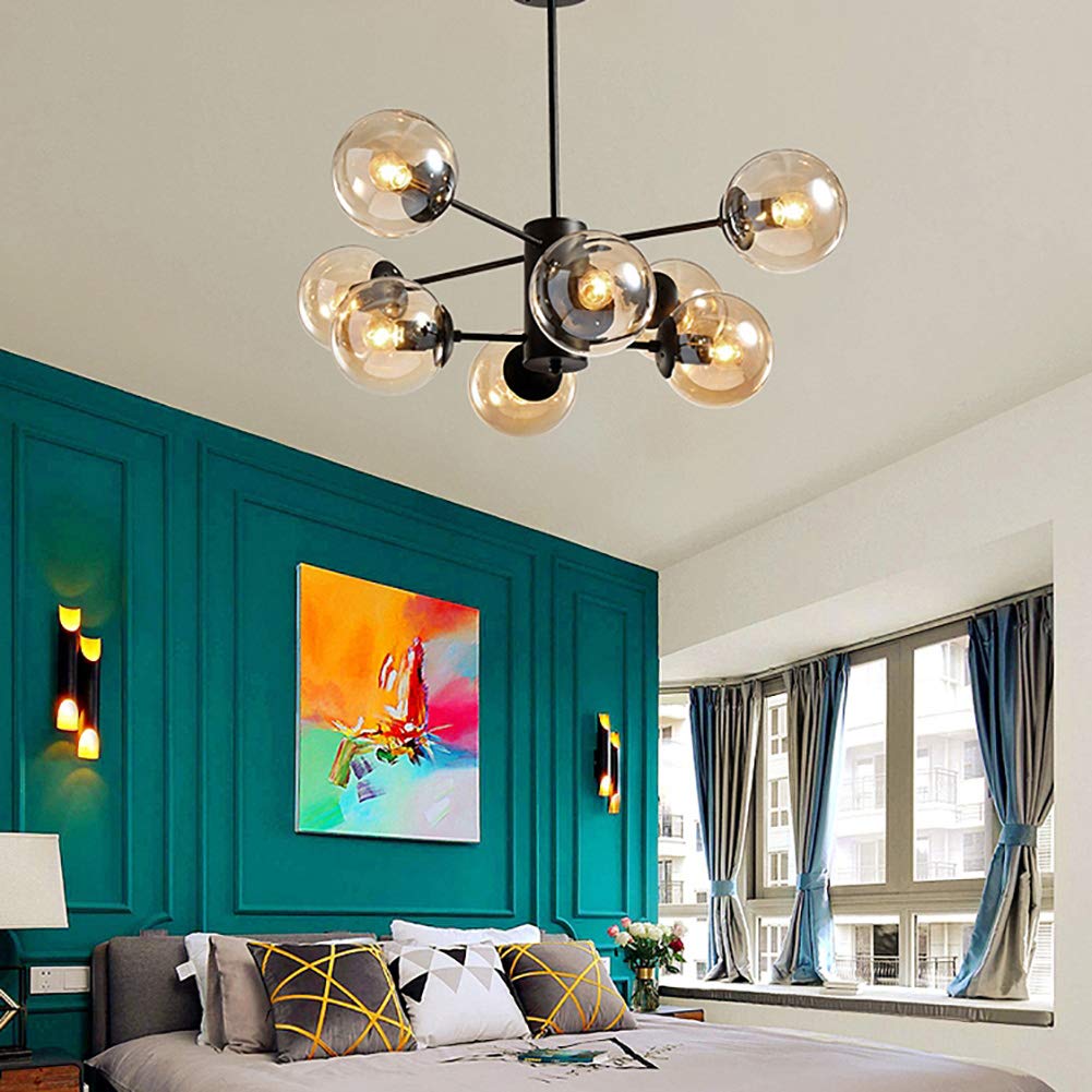 Lámpara de Techo Magic Bean, candelabros de Mediados de Siglo para Casas de Campo, candelabro Sputnik E27, lámpara Colgante de Esfera de Vidrio, Jane Oh During Light - Pantalla Transparente,