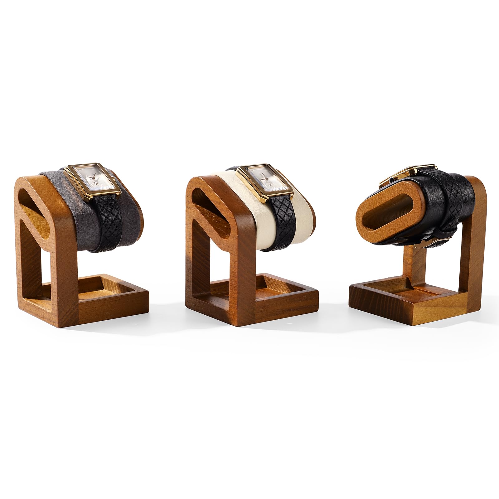 Oirlv Semplice Legno Massiccio Supporto per Orologio, Portaorologi In Legno,Portaorologi(Nero)