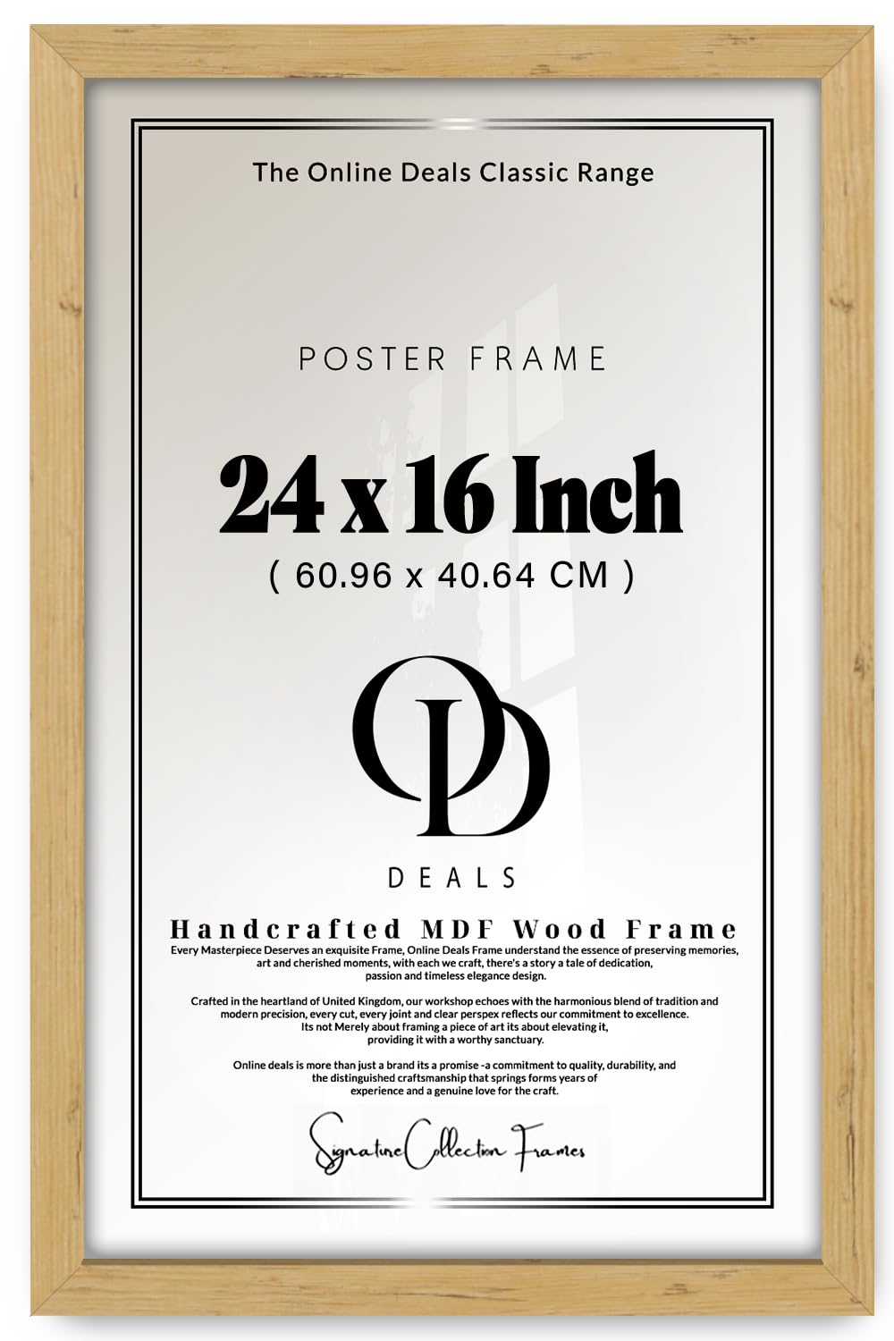 Od Deals Pine | Contemporary 24 X 16 Inch Poster Frame With Premium Perspex — Ideal For Vertical Or Horizontal Display (60.96 X 40.64 Cm) Border For Living Room Or Gallery Wall Art Accent