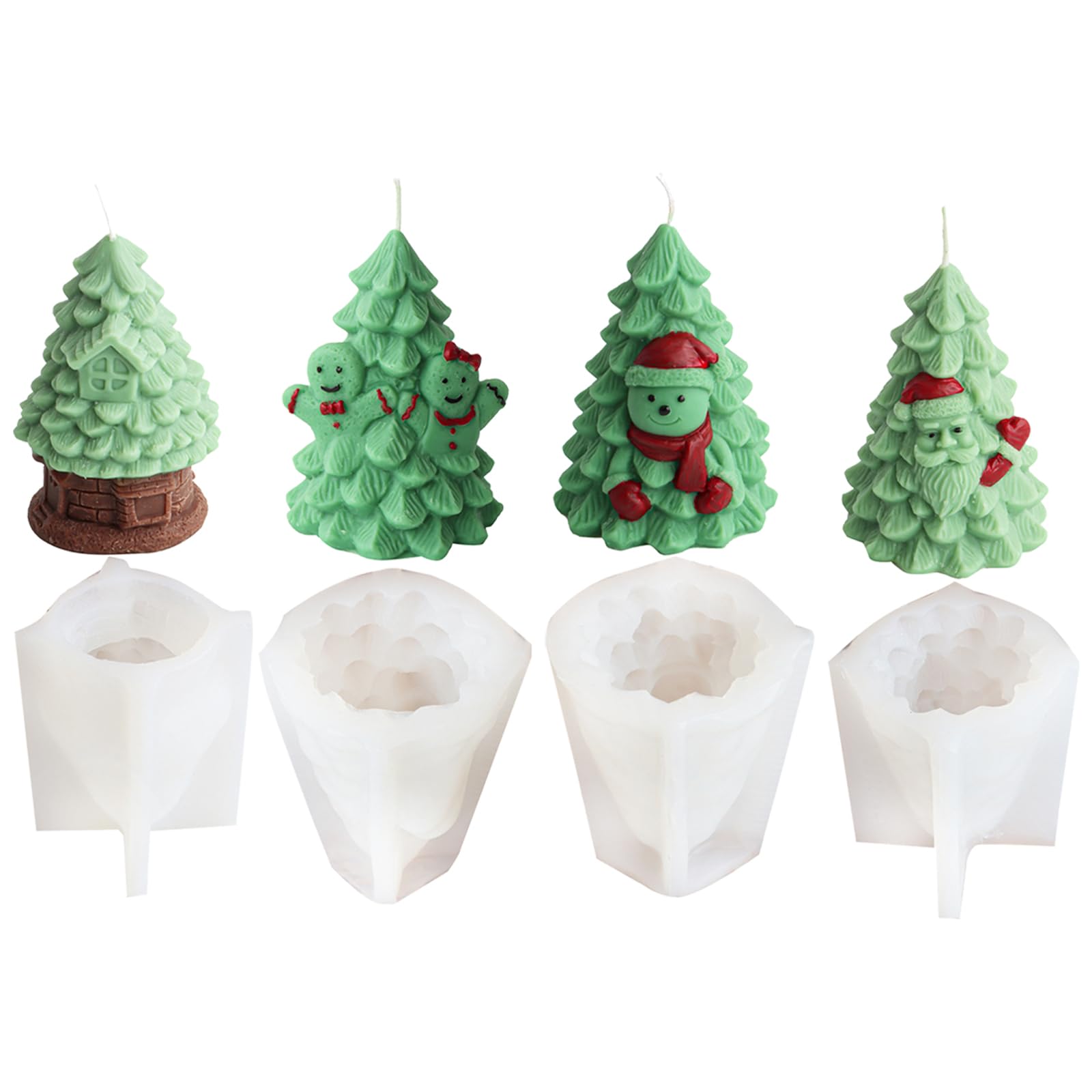 2 Stampi In Silicone Per Candele A Forma Di Albero Di Natale 3D – 9x11,7 Cm E 7x9,2 Cm, Per Resina, Sapone, Cioccolato