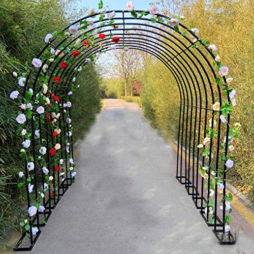 Arbor ogrodowy Pergola, metalowy łuk różany pnącza, łuk ślubny, ogrodzenie ogrodowe krata altanka odporna na warunki atmosferyczne, do ogrodu, ślubu, dekoracji imprez (kolor: czarny, rozmia