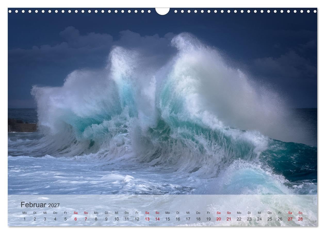 CALVENDO - Wellen Konzert (Wandkalender 2027 DIN A3 quer), Monatskalender: Wellen bei Seestürmen im Mittelmeer.
