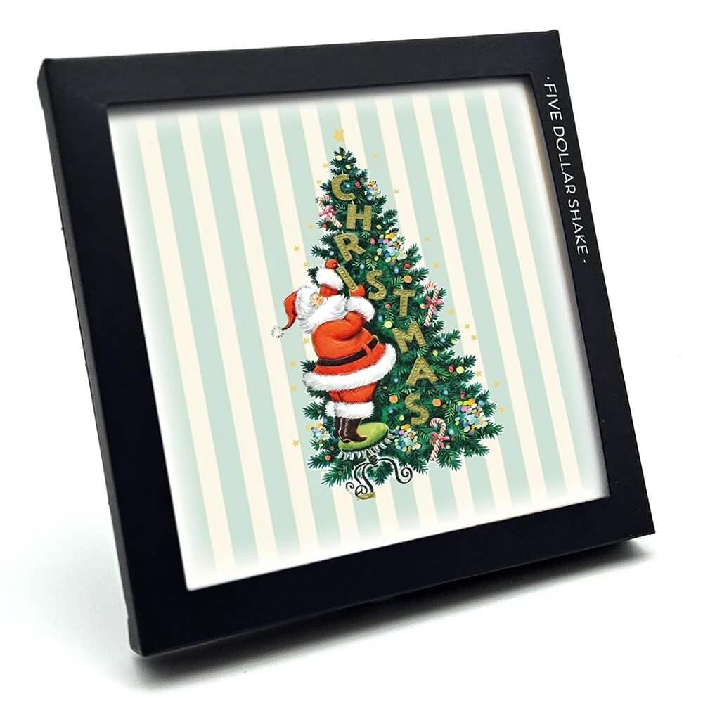 Five Dollar Shake 6 Luxury Christmas Cards Santa Tree Stripe Design Xmas Box Set