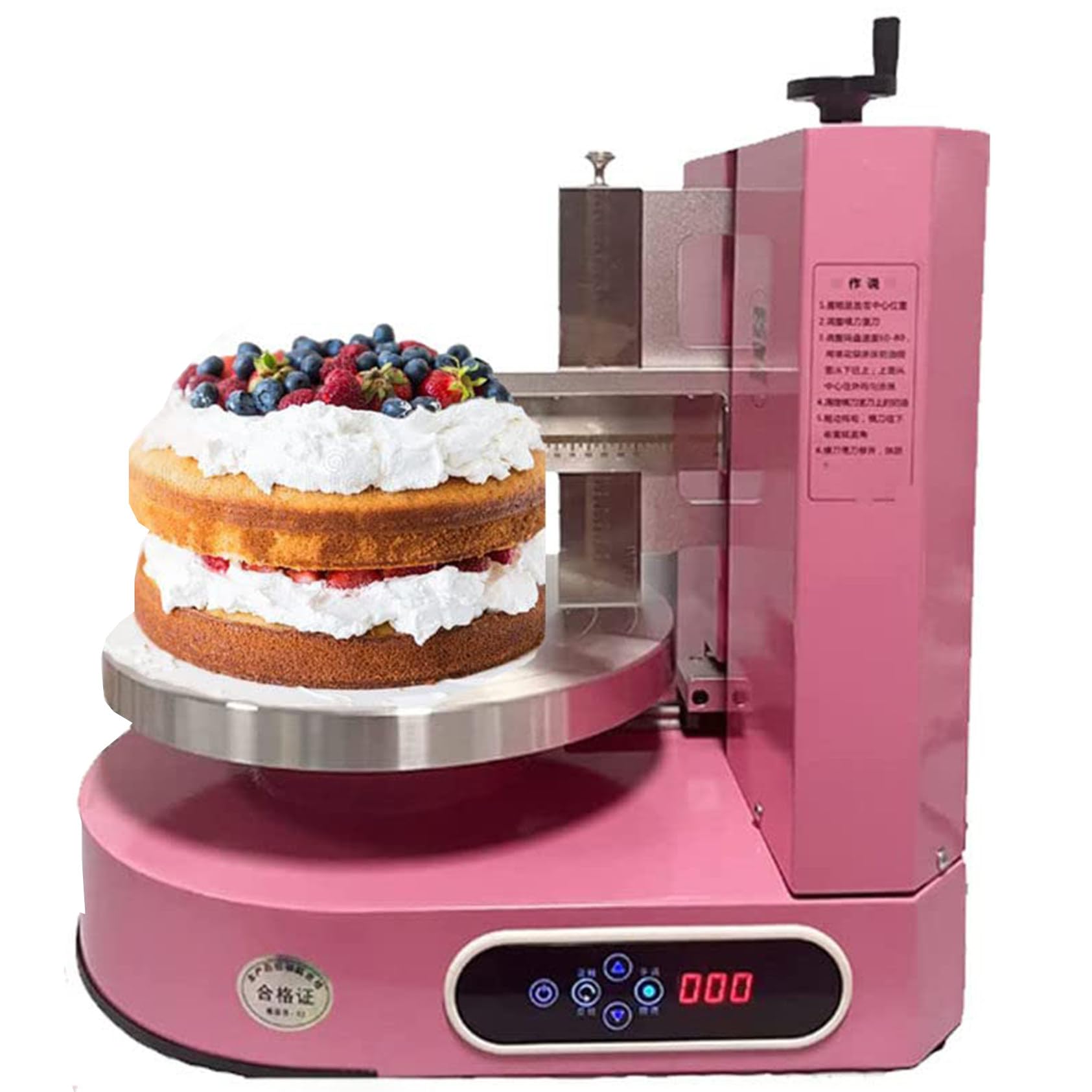 Automatische Geburtstagskuchen-Creme-Glattbeschichtungs-Dekorationsmaschine, Verstellbarer Kuchenschaber, 4-12 Zoll Große Kuchen-Buttercreme-Verteilmaschine,Pink