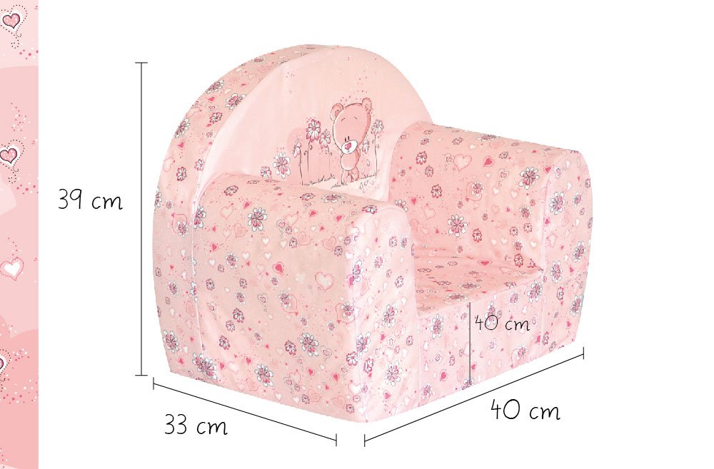 FORTISLINE Kindersessel MINI 40 x 39 x 33 cm - Kinderzimmer Sessel aus Mikrofaser mit Schaumstofffüllung, abnehmbarem waschbarem Bezug, Oeko-TEX, handgefertigt in der EU