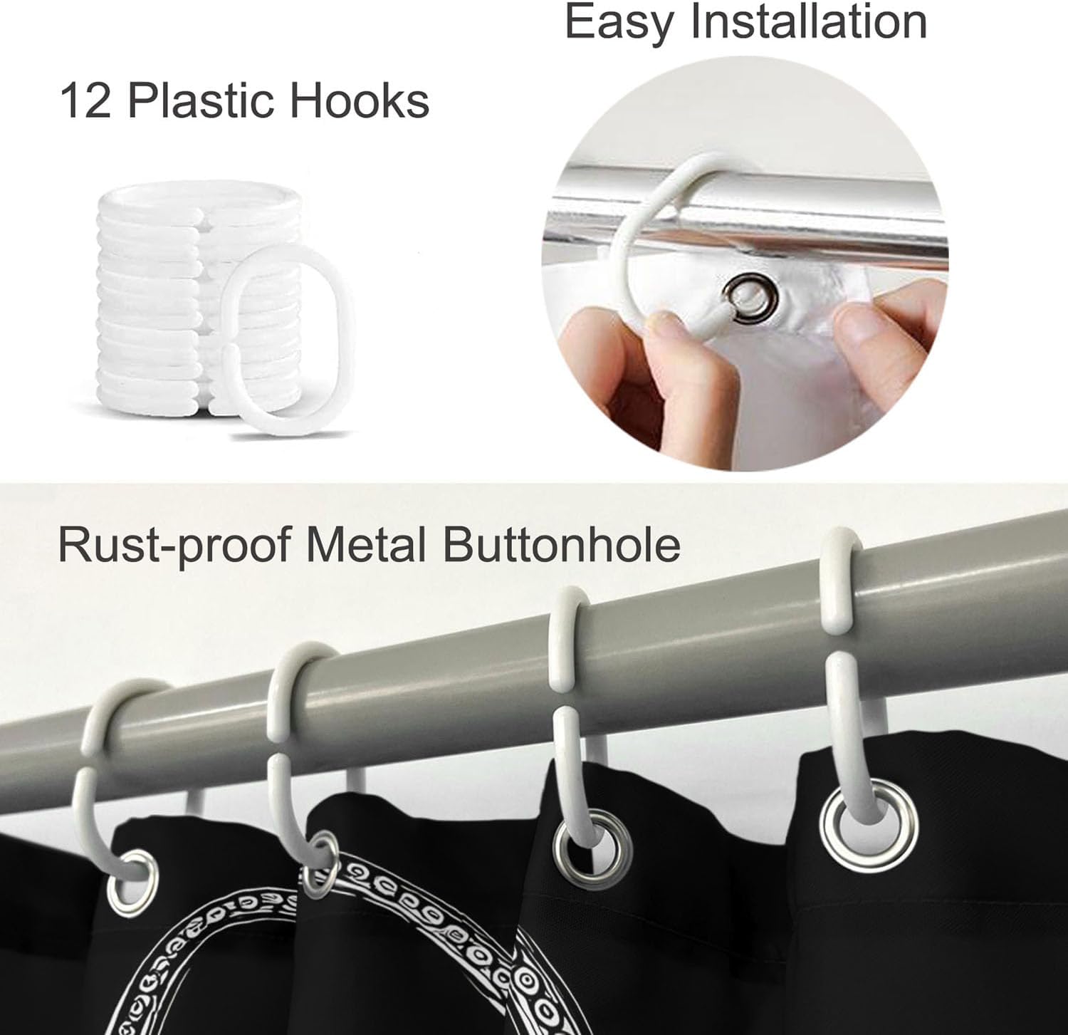 Moslion Octopus Tentacles Black White Shower Curtain 72x72 Inch Bathroom Curtains Set Home Waterproof Polyester Fabric with Hooks