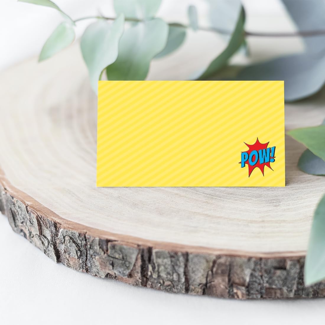 Andaz Press Birthday Printable Table Tent Place Cards, Superhero Pow Bam, 20-Pack, for Dessert Table Candy Buffet Stations