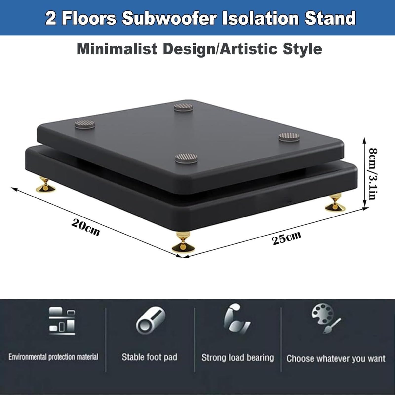 Isolation - Soporte para altavoz de subwoofer, base de doble capa de 30 x