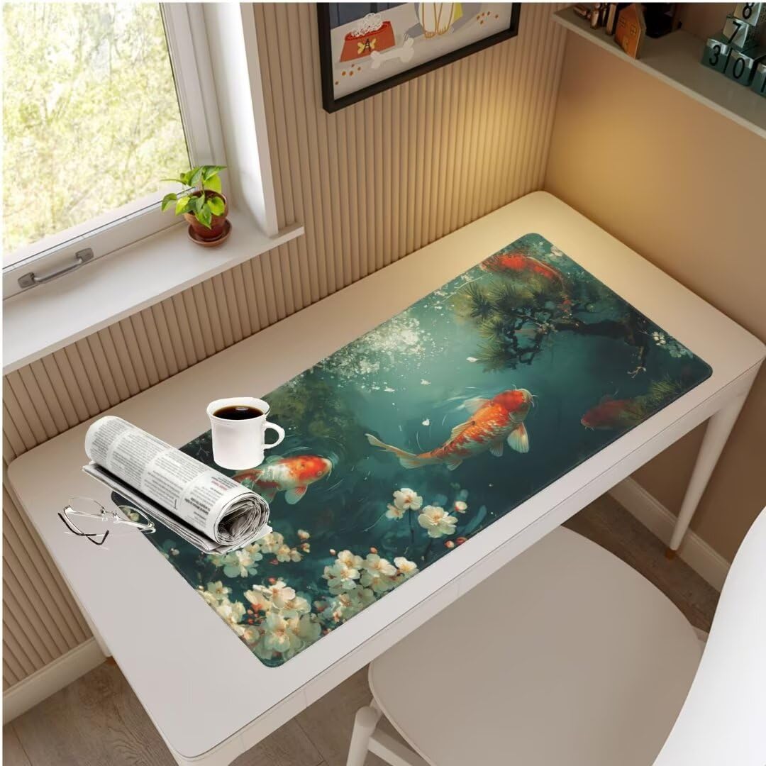 Koi Alfombrilla Ratón XXL Alfombrilla Raton 1200 x 600 mm, Gaming Alfombrilla Ratón Mar Alfombrilla Escritorio Grande, Impermeable Mousepad Base Antideslizante Mouse Pad XXL para Gamers, Oficina M72