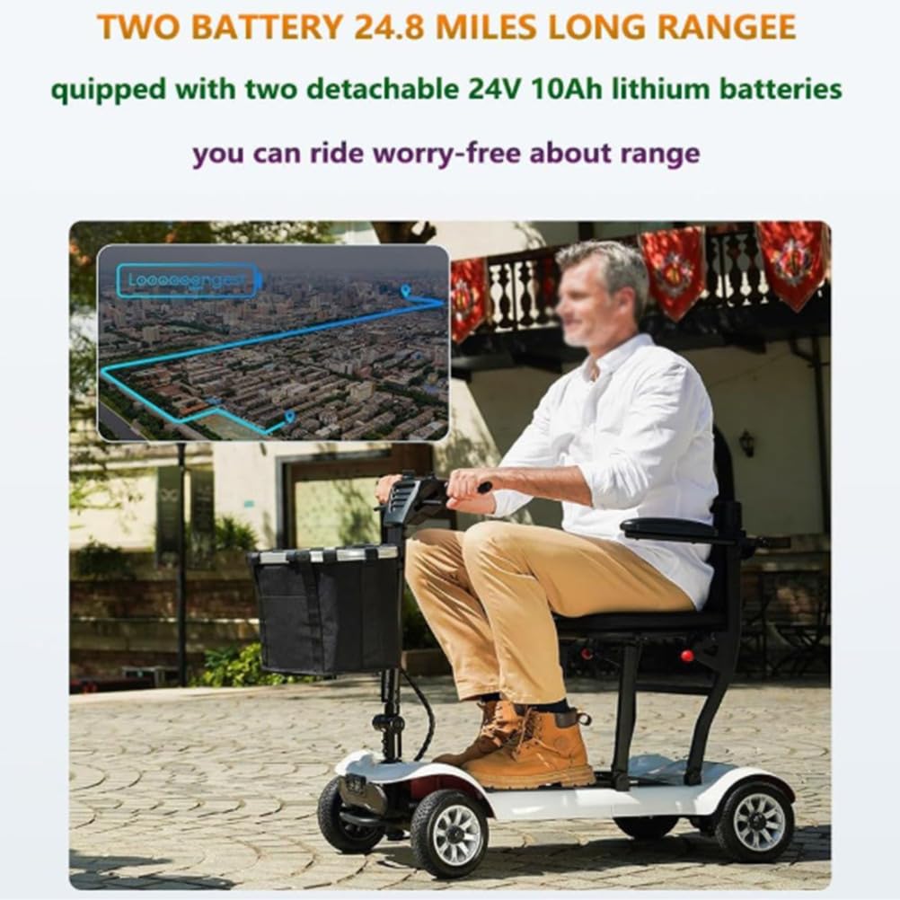 BCBKD Patinete De Movilidad Plegable Ligero para Adultos con Rango De 20 Km, Silla De Ruedas Eléctrica De 4 Ruedas para Personas Mayores Y Personas con Discapacidad