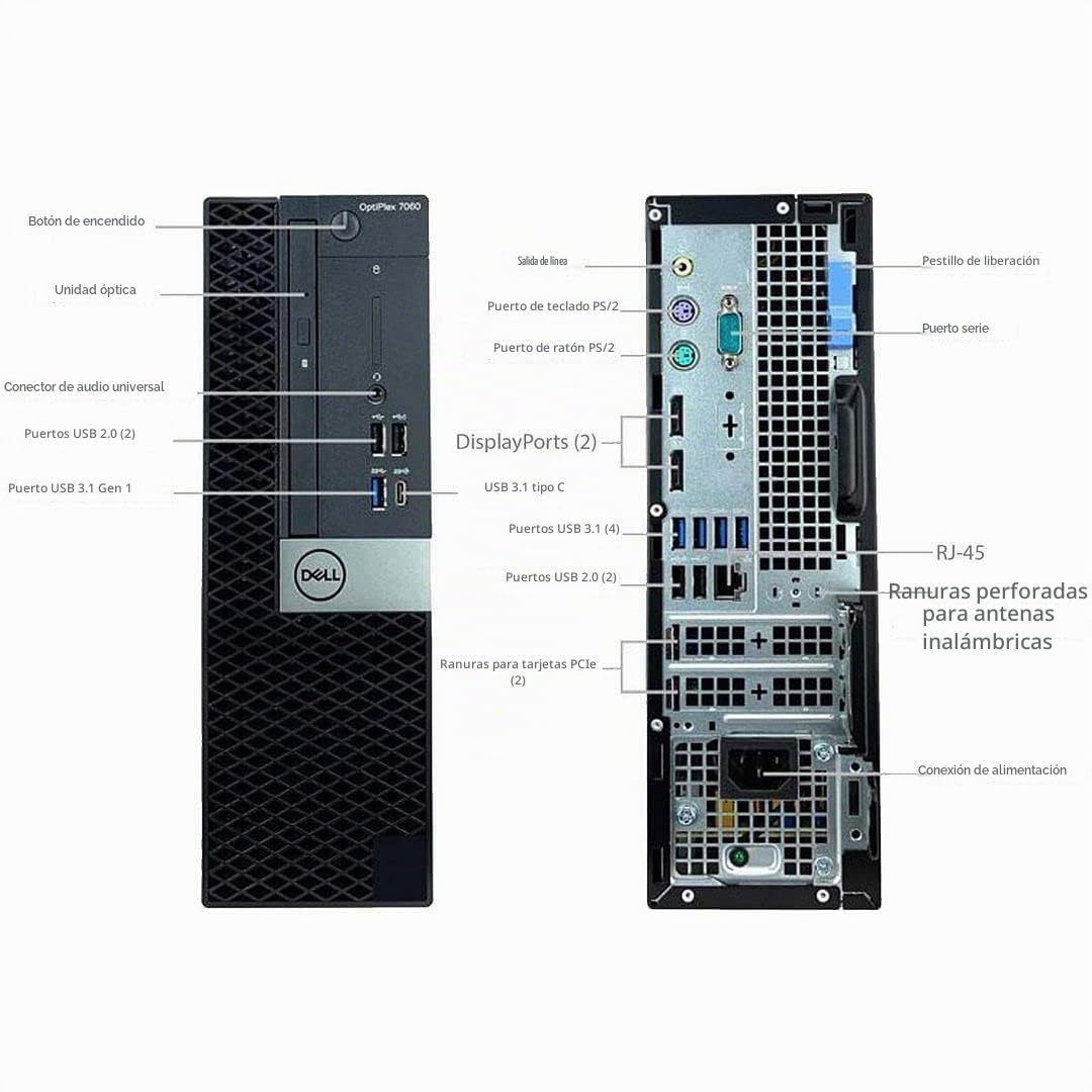 Dell Optiplex 7060 SFF PC, Intel Core i7-8TH, 512GB SSD (Reacondicionado)