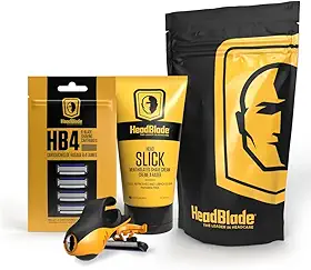 HeadBlade Kit Inicial Para Barbear A Cabeça Moto Men'S Com Creme De Barbear Headslick De 142G, Aparelho De Barbear E Refis De Lâmina.