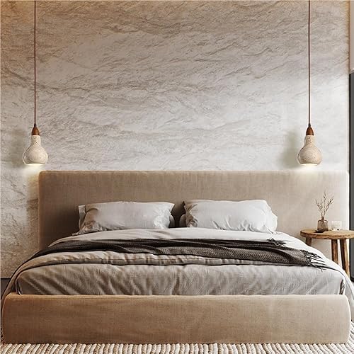 Miniatura 3 de Vintage Small Bedside Pendant Lights Mid Century Natural Stone Hanging Lamp Nordic Single Head Solid Wood Chandelier for Kitchen Island Bedroom