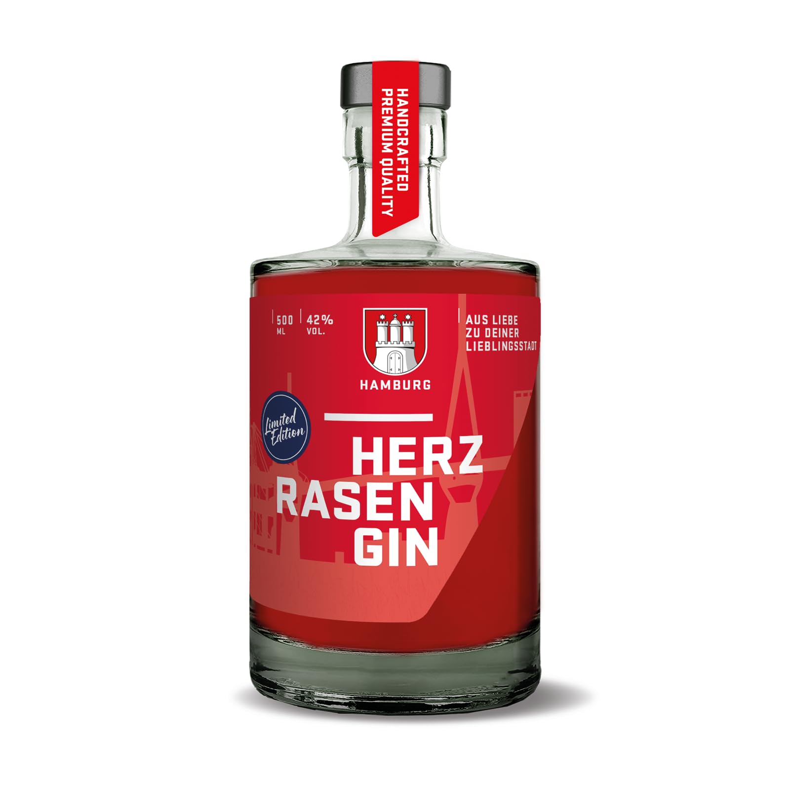 HERZRASEN GIN Hamburg Editionen - 0,5l, Red & 0,1l