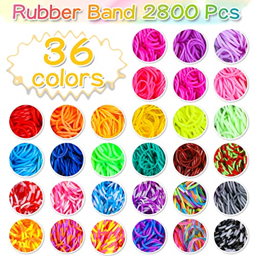 selizo 2800+ Loom Bänder Set, 36 Farben Zubehör Bunte Gummiband für Armbänder,Loops Gummis Set Rubber Loombänder Spielzeug Geschenke for Jungs Mädchen 6 7 8 9 10 Kinder Basteln DIY