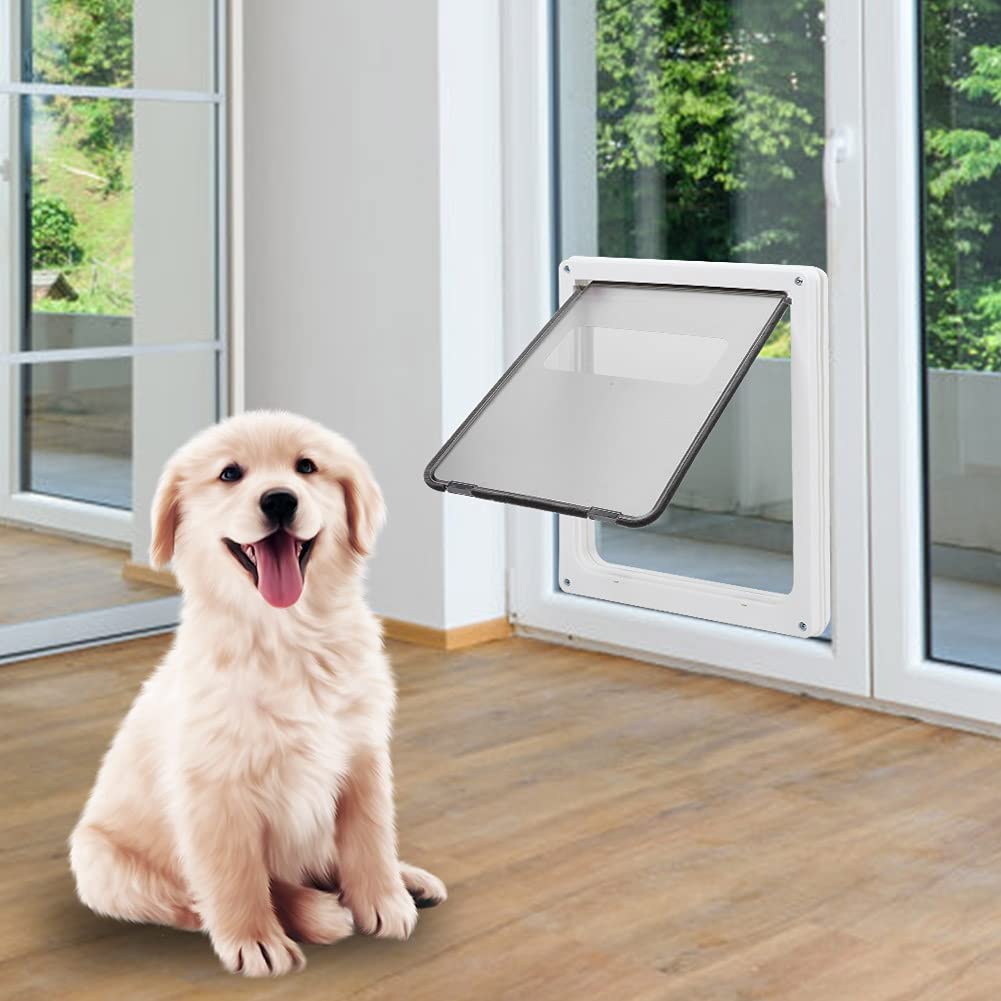 WNSC Hundetür, frei große Größe Safe 43 × 36 × 5 cm Haustier Eingangstür für Wand(White)