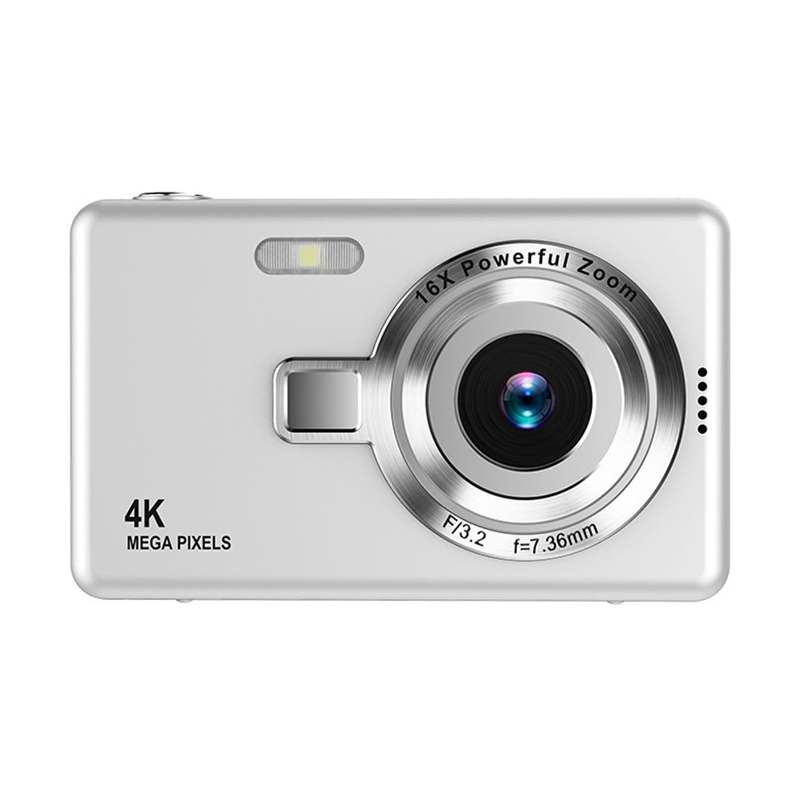 Aparat Cyfrowy, 12 MP 1080 P, 16-krotny Zoom Cyfrowy z Automatycznym Ustawianiem Ostrości, Kamera Wideo Vedio z Ekranem 2,4 Cala, Kompaktowa Kamera do Vlogowania z (SILVER)