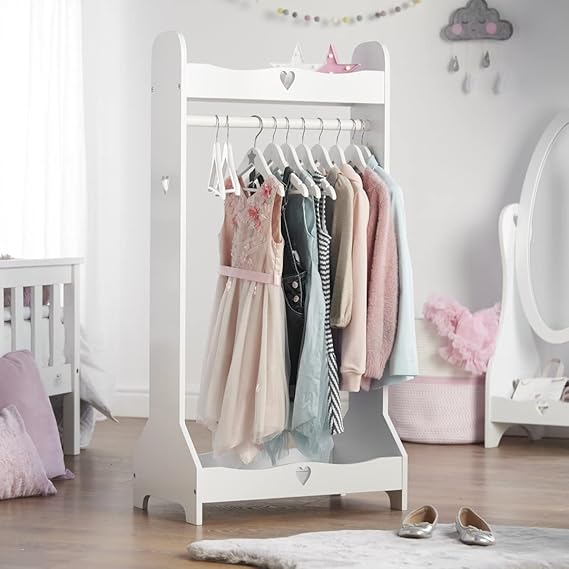 Haus Projekt Kids Dress Up Rail, White Wooden Fancy Dress Wardrobe for