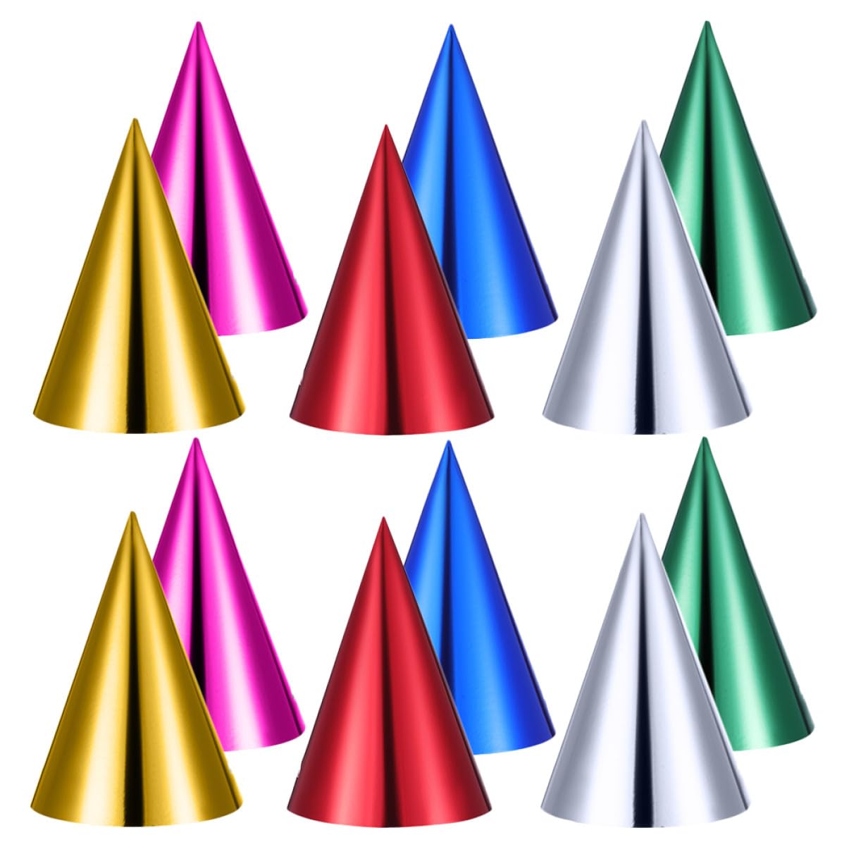 Beaupretty 60pièces Chapeaux Anniversaire Coniques pour Garçon Fille Coiffes Métallisées Brillantes Chapeaux de Fête Papier à Monter Soi-même