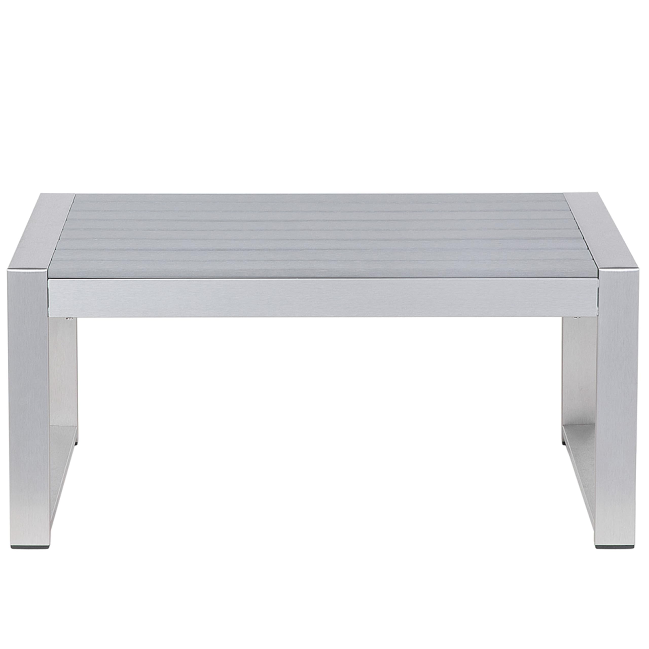 Ogrodowy stolik kawowy metalowa aluminiowa rama 90 x 50 cm jasnoszary Salerno