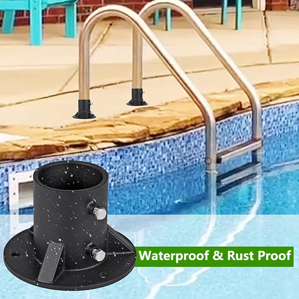 2PCS 52mm Post Base, Heavy Duty Fence Mailbox Flagpole Mount Base, Pool Ladder Fixing Post Anchor - Image 4