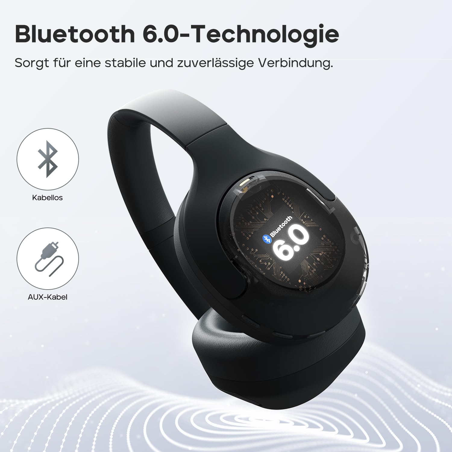 Tribit QuietPlus 81 Over-Ear Kopfhörer mit Noise Cancelling, 110 Std., Schnellladen, Bluetooth 6.0, Deep Bass, 6 EQ per App, kabelloser Bluetooth-Kopfhörer, faltbar und bequem, für Reisen und Arbeit