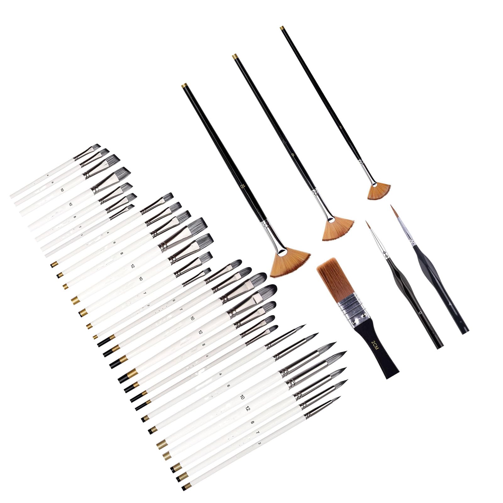 Set di Pennelli Professionali, Setole in Nylon Portatili Set di Pennelli Artistici Pennelli per Pittura Guazzo per Acquerello a Olio (Set da 34 pezzi (confezione di sacchetti
